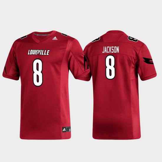 Men Louisville Cardinals Lamar Jackson 8 Red Replica Alumni Football Jersey